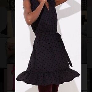 Ann Taylor Loft Black Dot Ruffle Dress